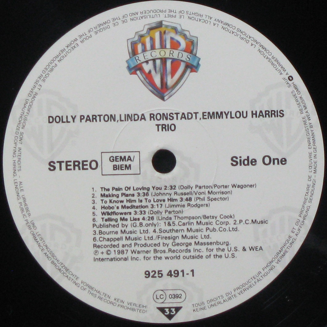 LP Dolly Parton / Linda Ronstadt / Emmylou Harris — Trio фото 2
