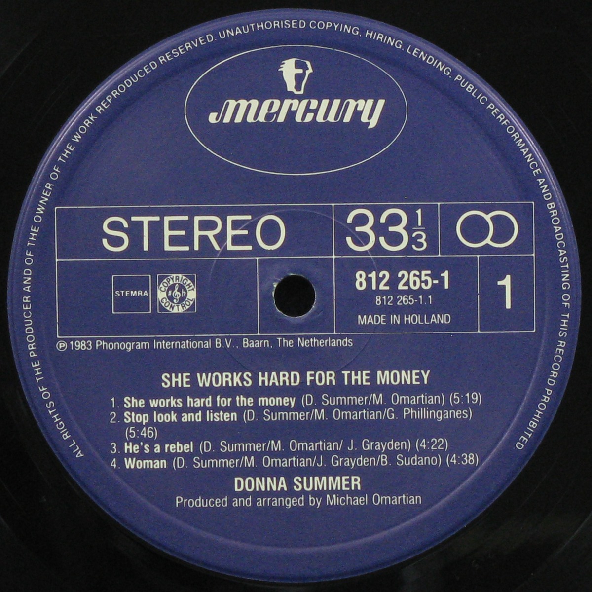 LP Donna Summer — She Works Hard For The Money фото 2
