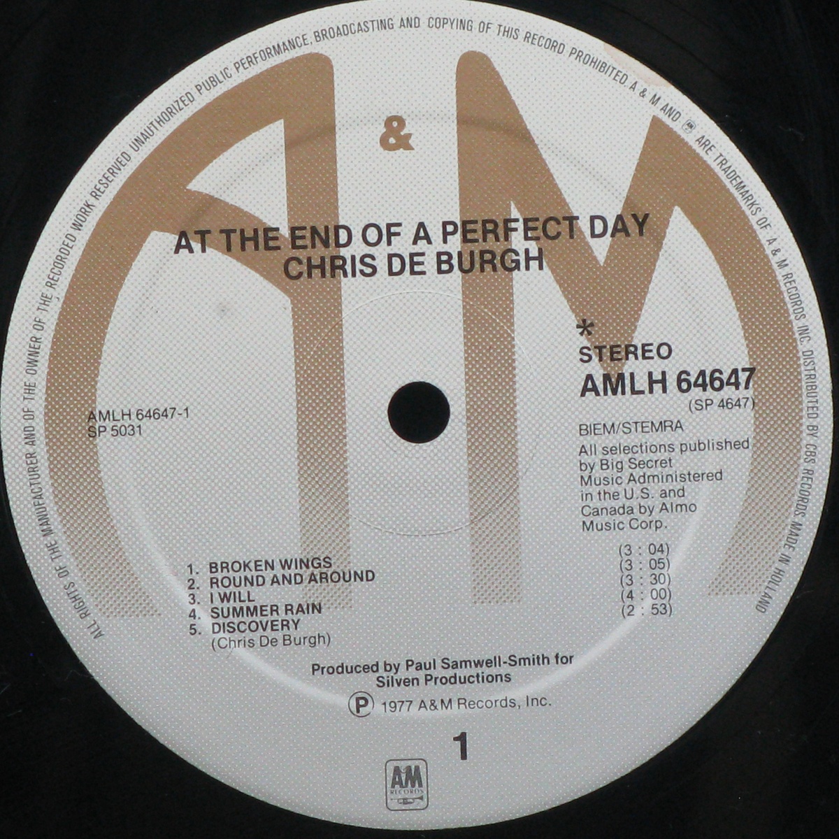 LP Chris De Burgh — At The End Of A Perfect Day фото 2