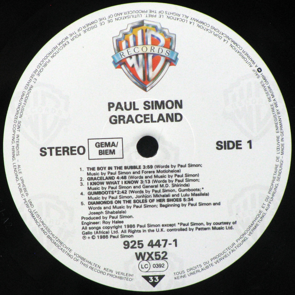 LP Paul Simon — Graceland фото 2
