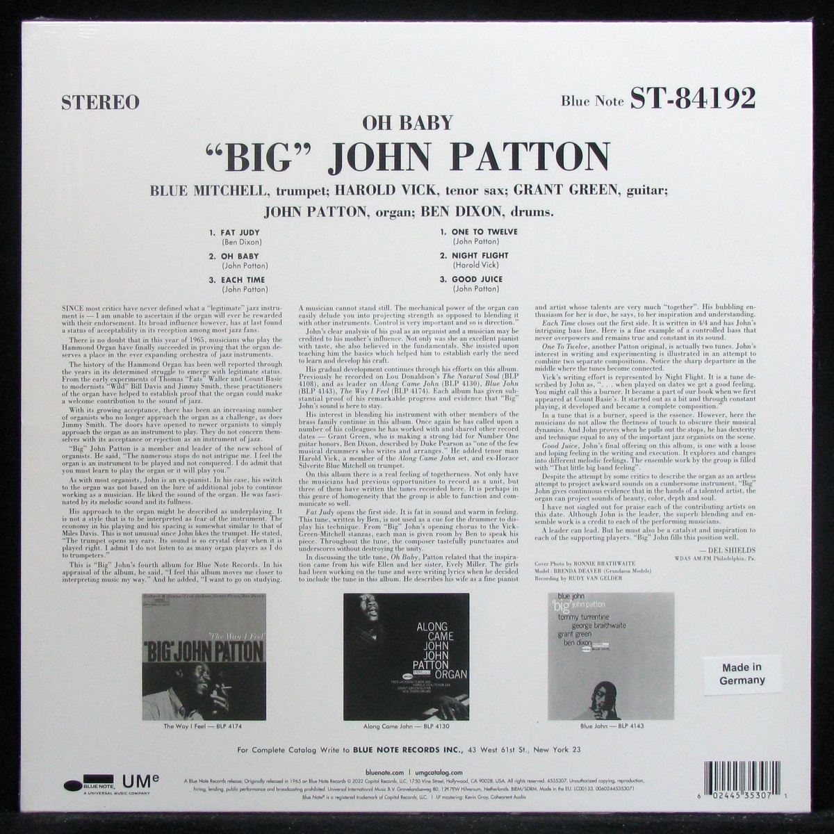LP Big John Patton — Oh Baby! фото 2