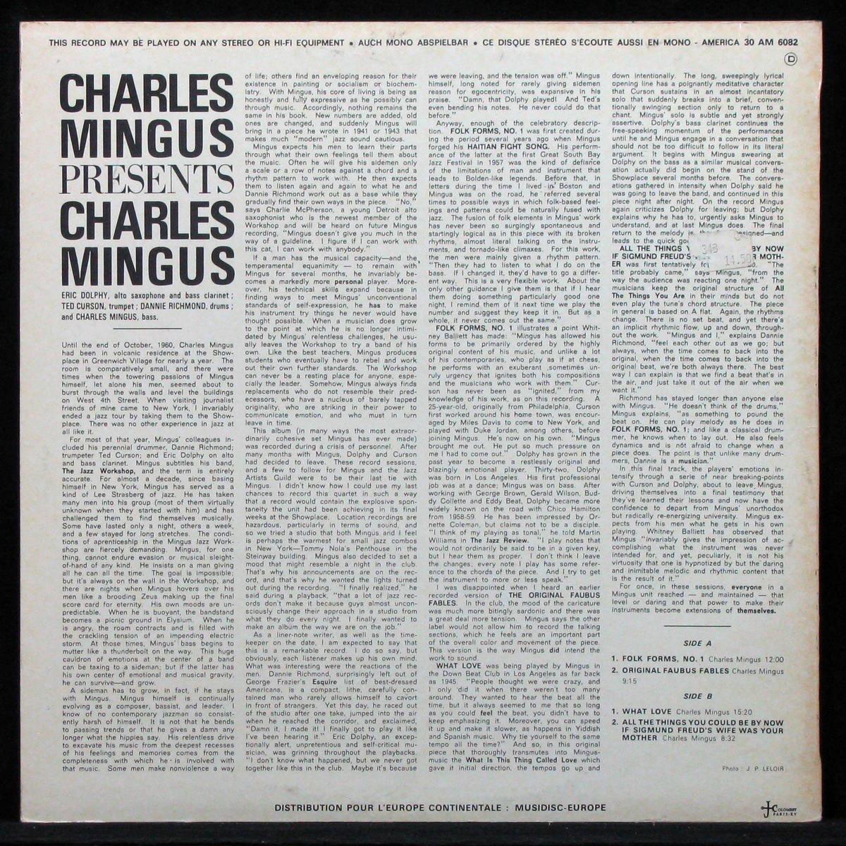 LP Charles Mingus — Presents Charles Mingus фото 2