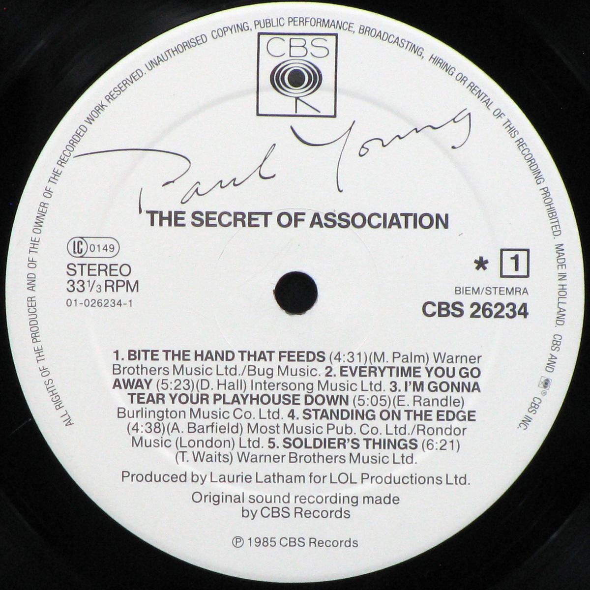 LP Paul Young — Secret Of Association фото 2