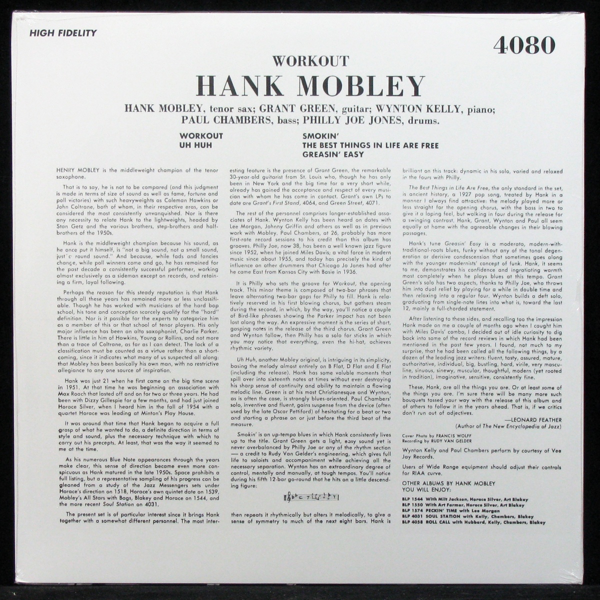LP Hank Mobley — Workout (mono) фото 2