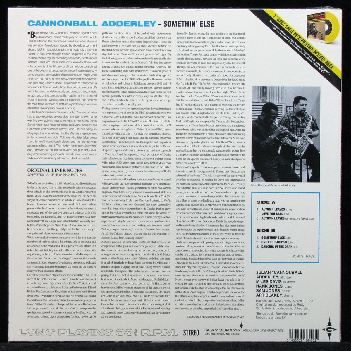 LP Cannonball Adderley — Somethin' Else (+single) фото 2