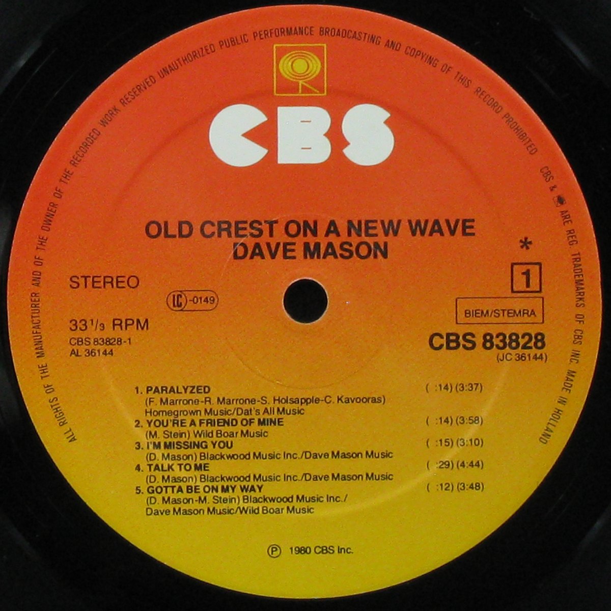 LP Dave Mason — Old Crest On A New Wave фото 2