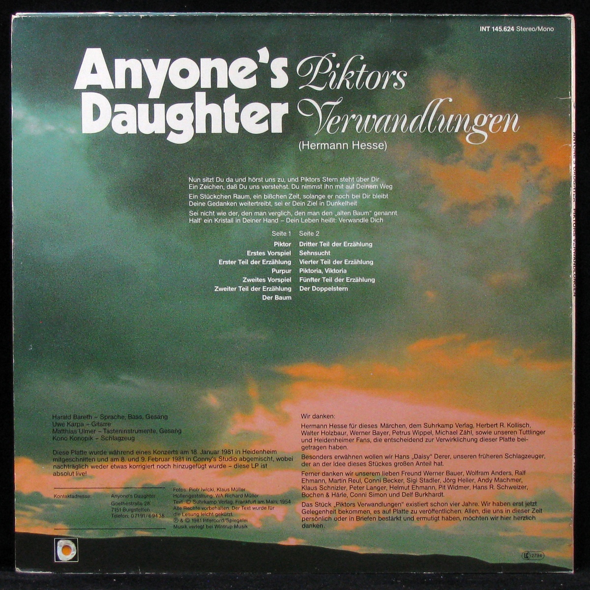 LP Anyone's Daughter — Piktors Verwandlungen фото 2