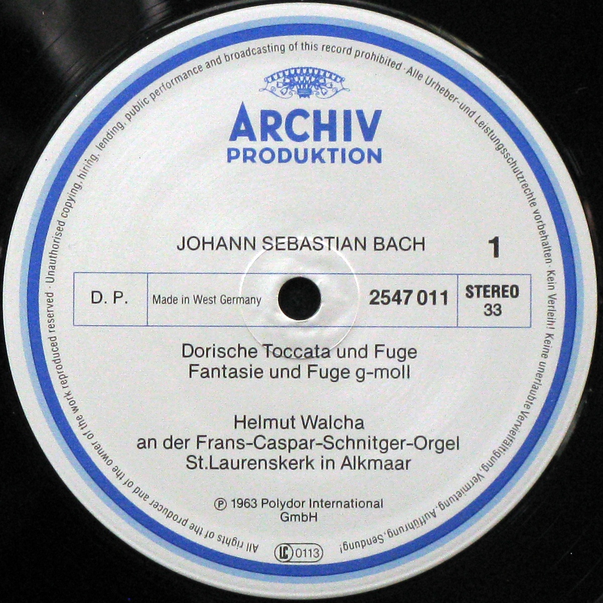 LP Helmut Walcha — Bach: Toccata Und Fugen фото 2