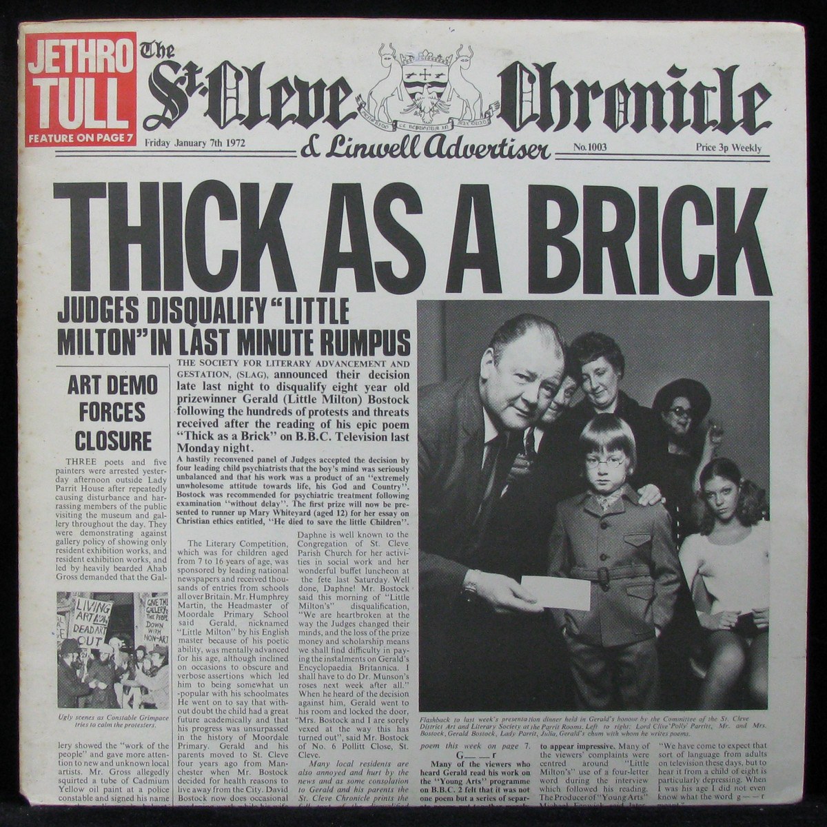 LP Jethro Tull — Thick As A Brick (newspaper cover) фото