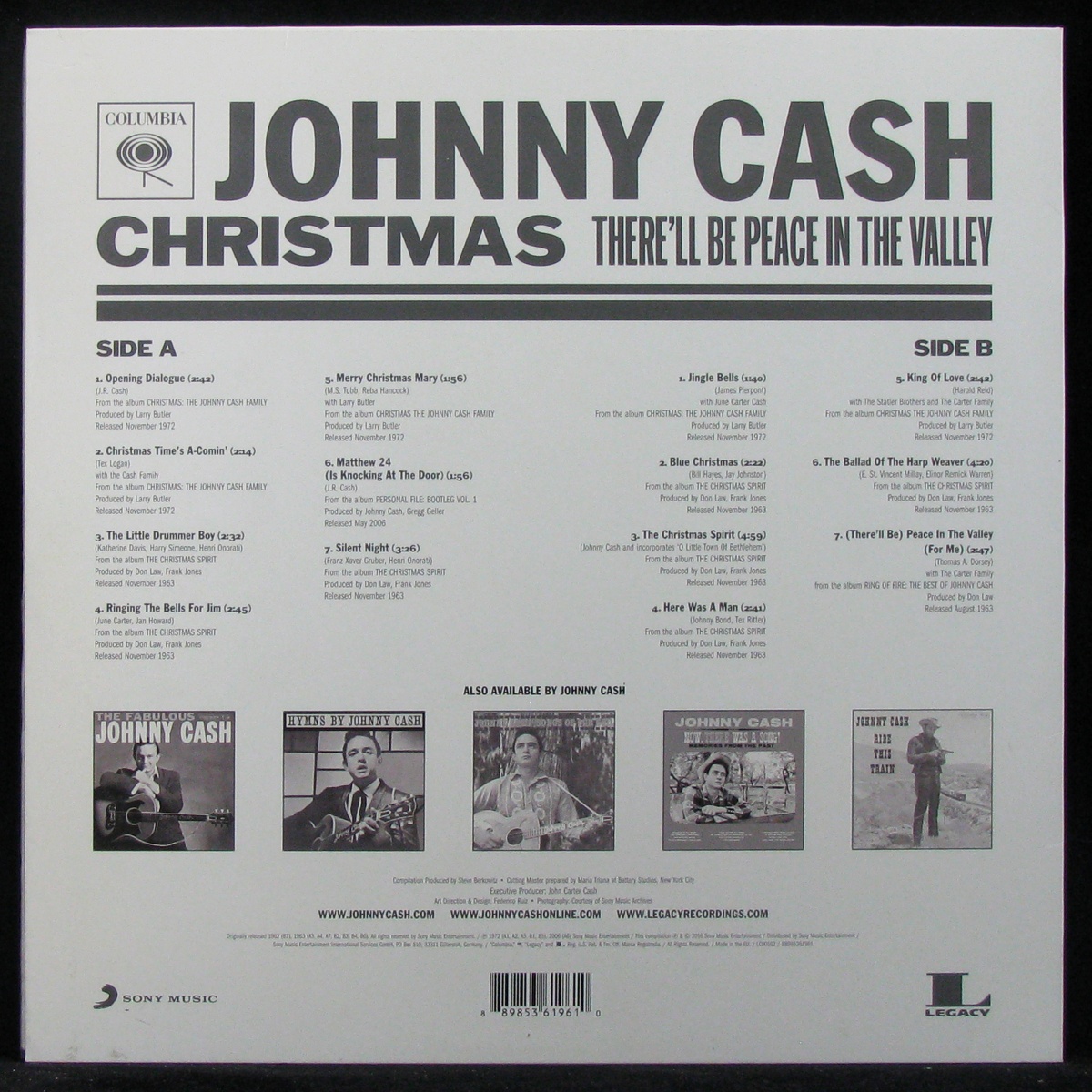 LP Johnny Cash — Christmas - There'll Be Peace In The Valley фото 2