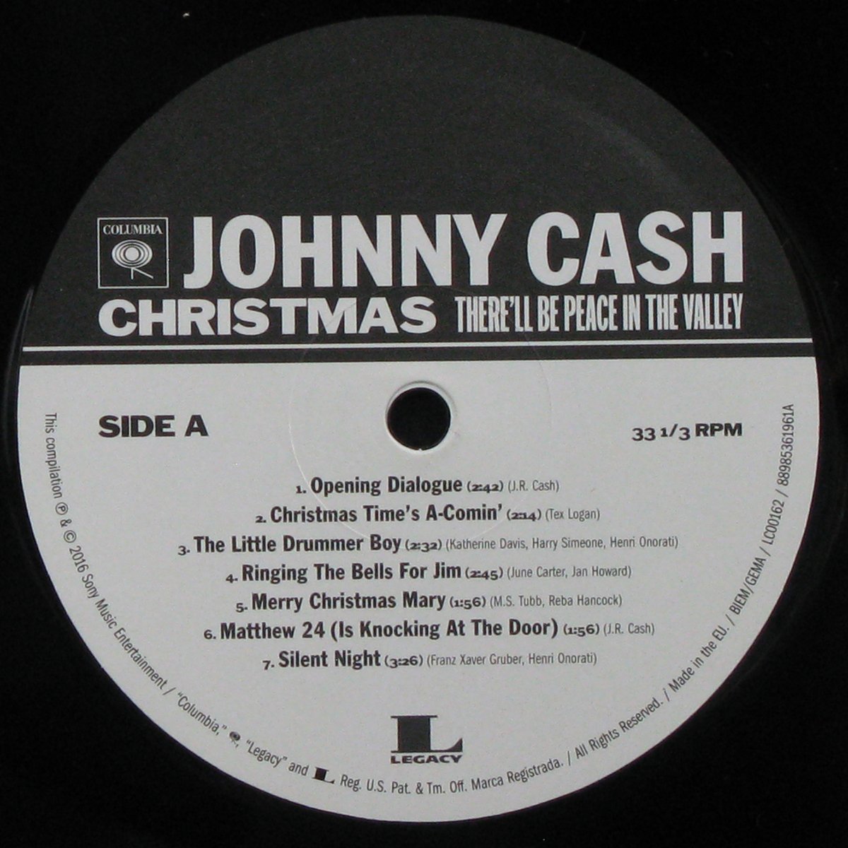 LP Johnny Cash — Christmas - There'll Be Peace In The Valley фото 3
