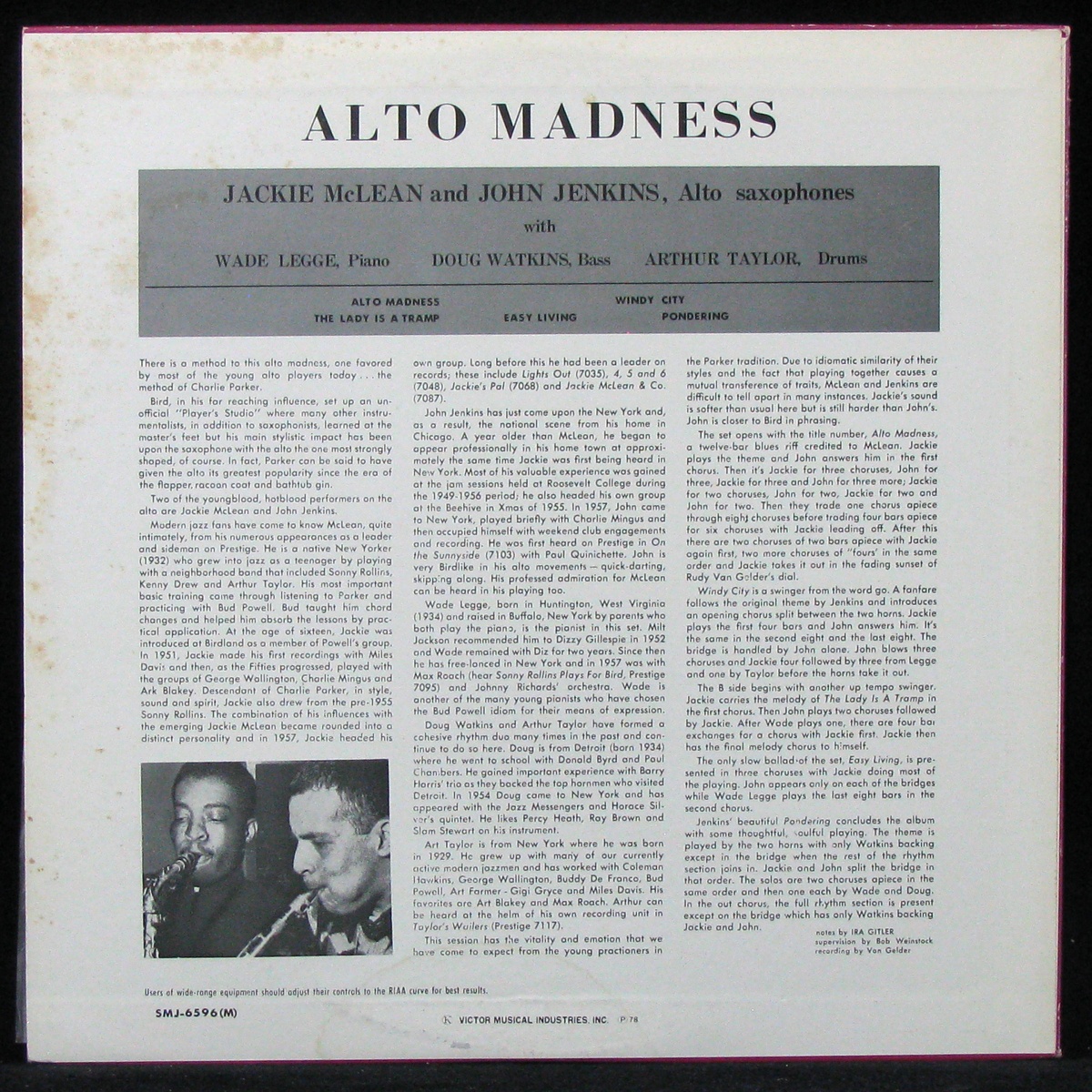 LP Jackie McLean / John Jenkins — Alto Madness (mono) фото 2