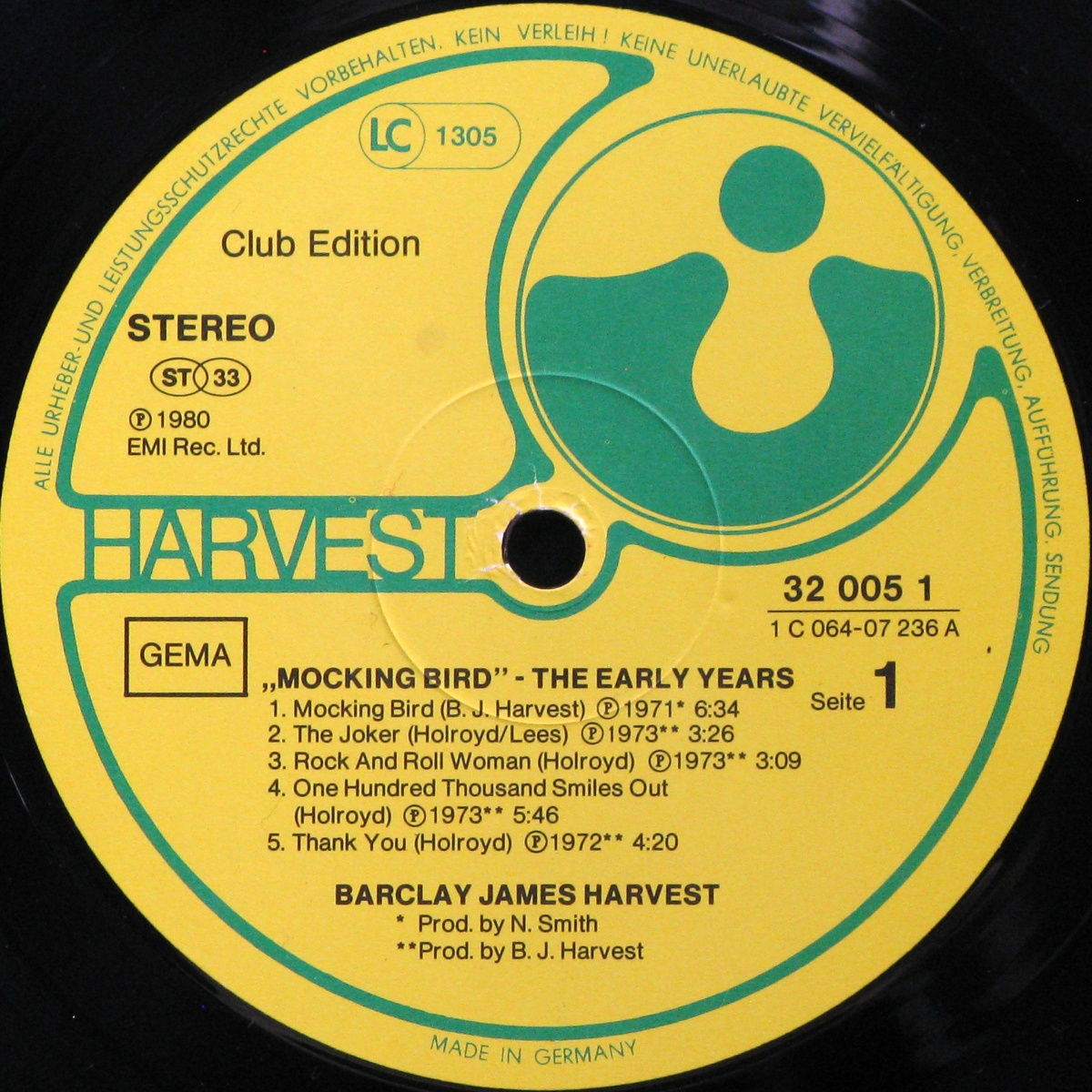 LP Barclay James Harvest — Mocking Bird - Early Years (club edition) фото 2