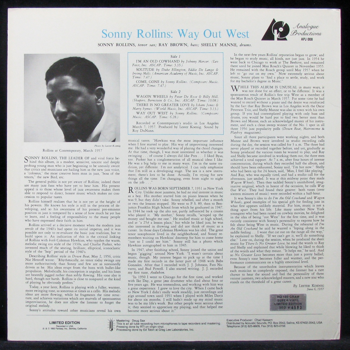 LP Sonny Rollins — Way Out West фото 2