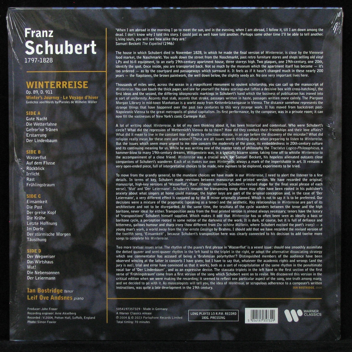 LP Ian Bostrige / Leif Ove Andsnes — Schubert: Winterreise (2LP) фото 2