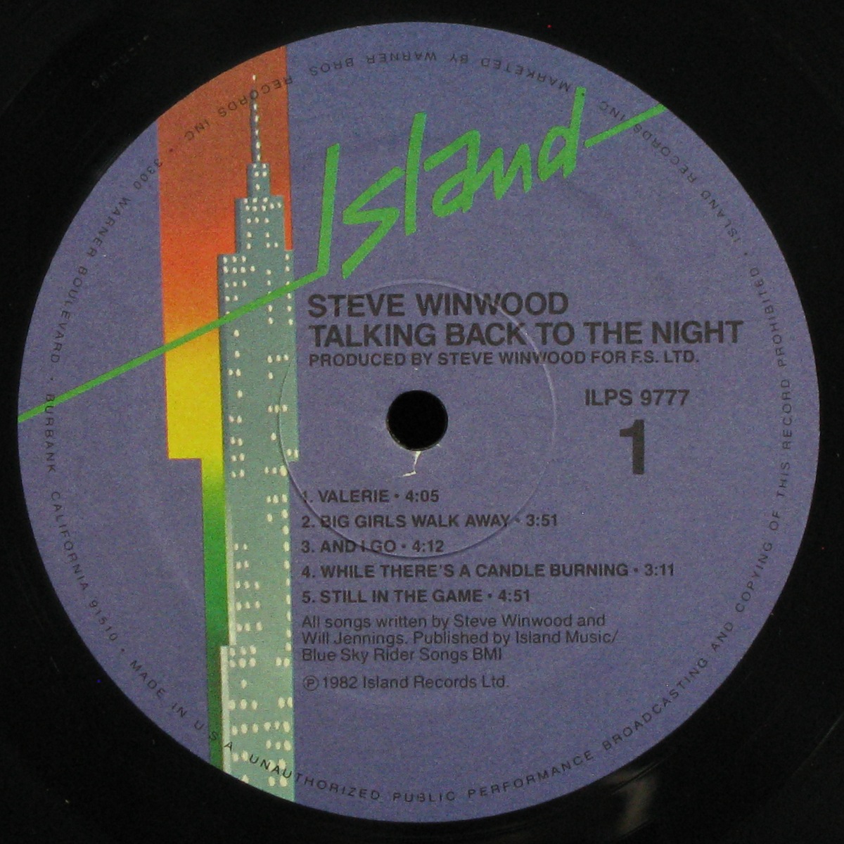 LP Steve Winwood — Talking Back To The Night фото 2