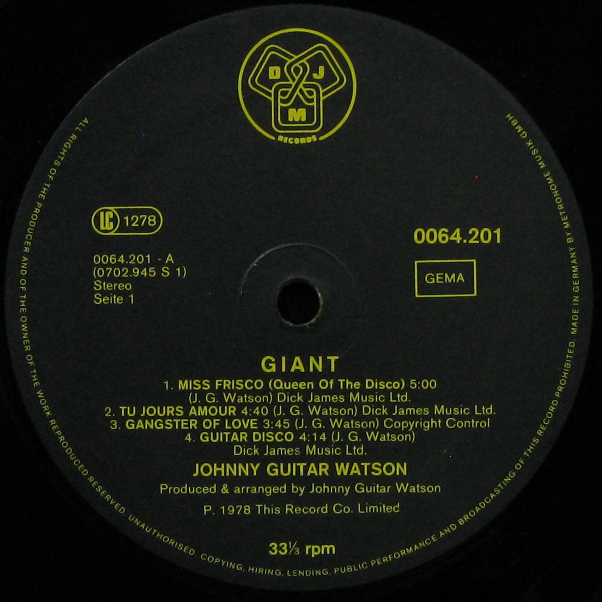 LP Johnny Guitar Watson — Giant фото 2