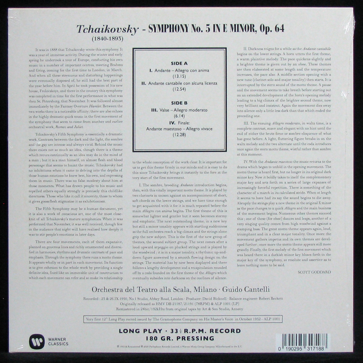 LP Guido Cantelli — Tchaikovsky: Symphony N.5 In E Minor фото 2