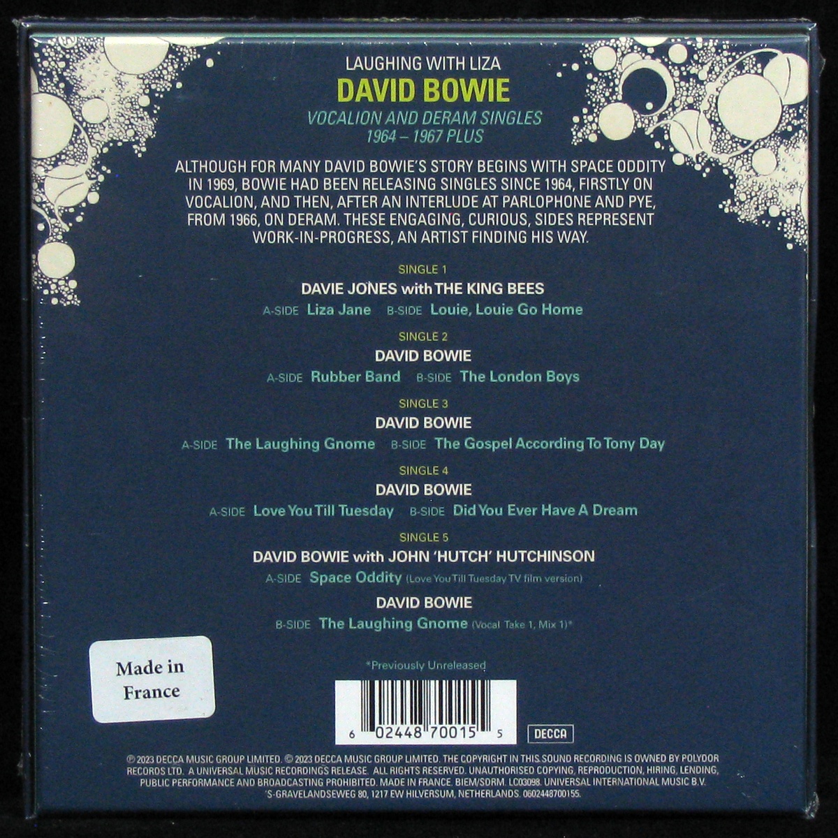 LP David Bowie —  Laughing With Liza (The Vocalion And Deram Singles 1964-1967 Plus) (box-set, single) фото 2