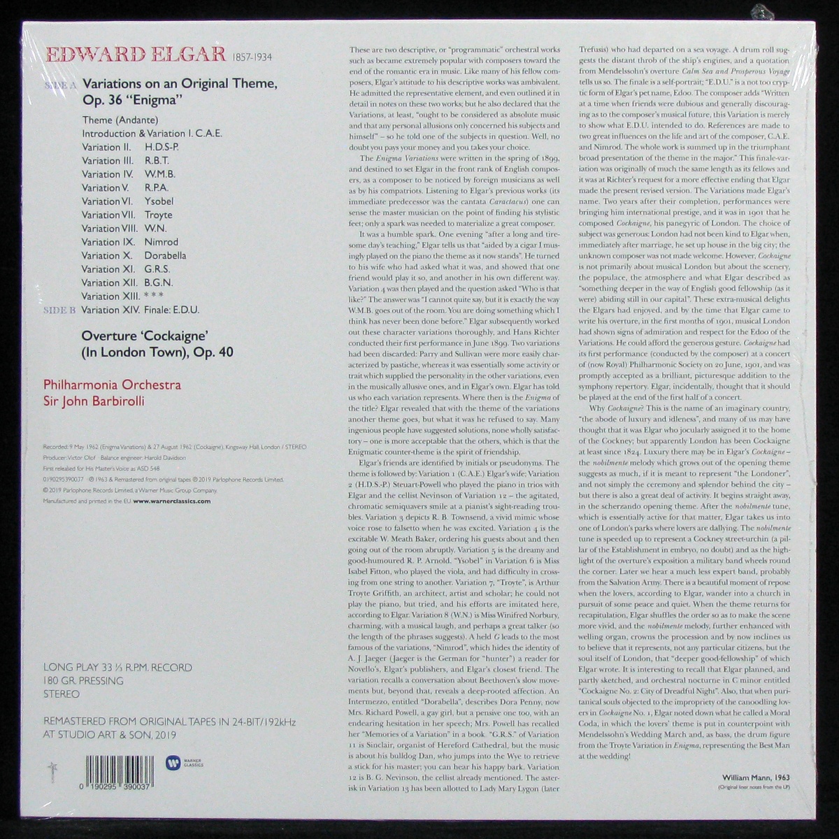 LP Sir John Barbirolli / Philharmonia Orchestra — Elgar – Enigma Variations фото 2