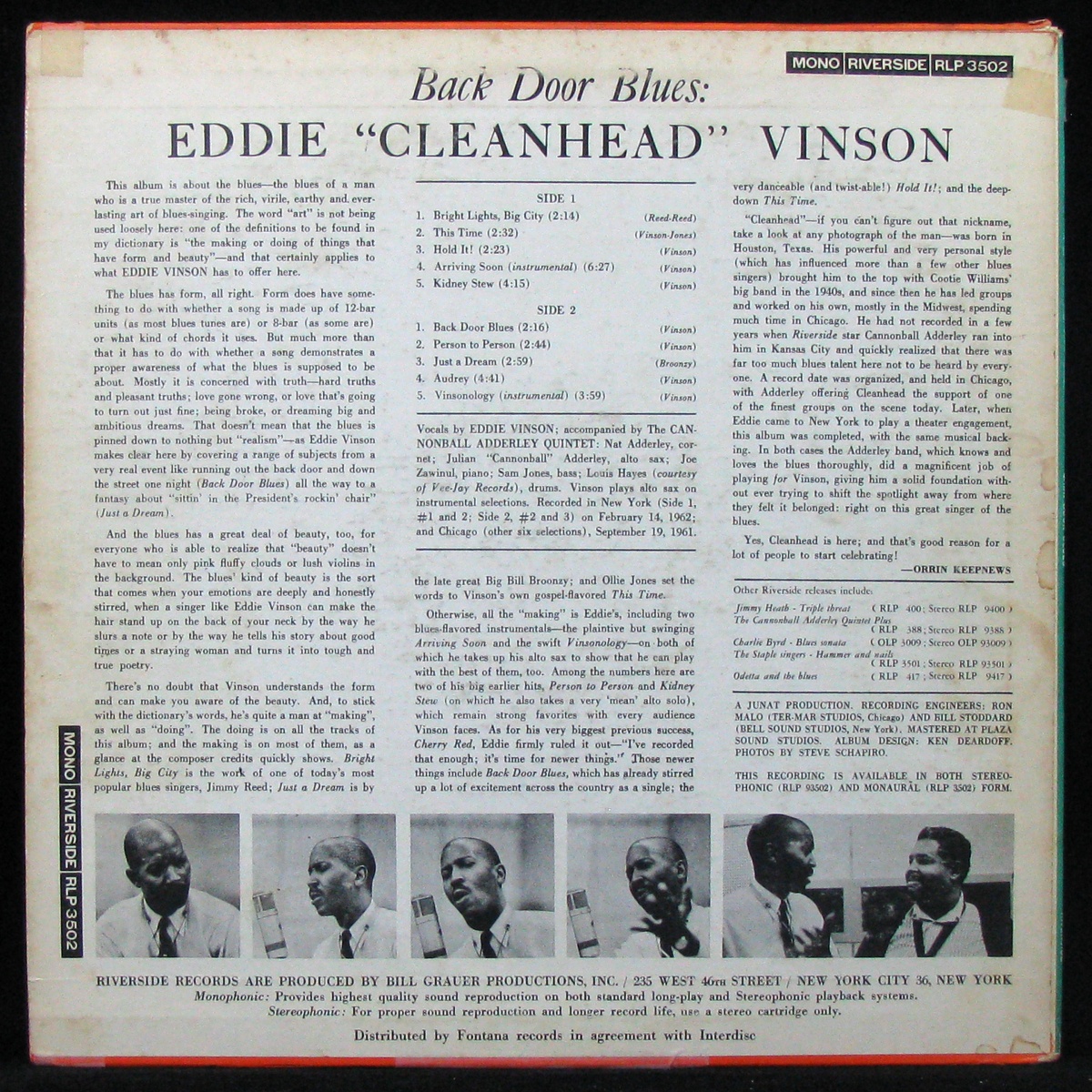LP Eddie 'Cleanhead' Vinson — Back Door Blues фото 2