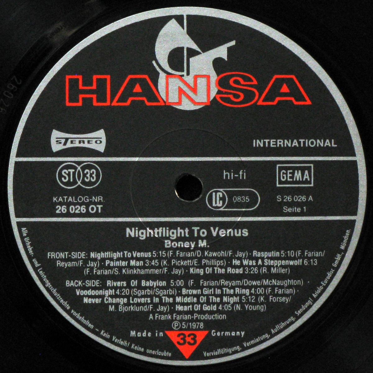 LP Boney M — Nightflight To Venus фото 2