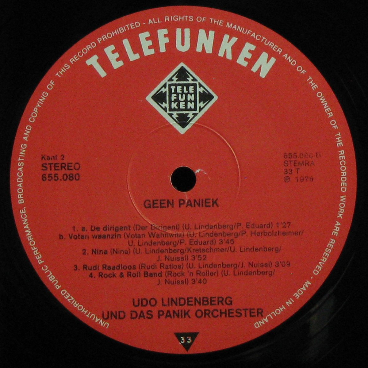 LP Udo Lindenberg / Das Panik Orchester — Geen Paniek фото 4
