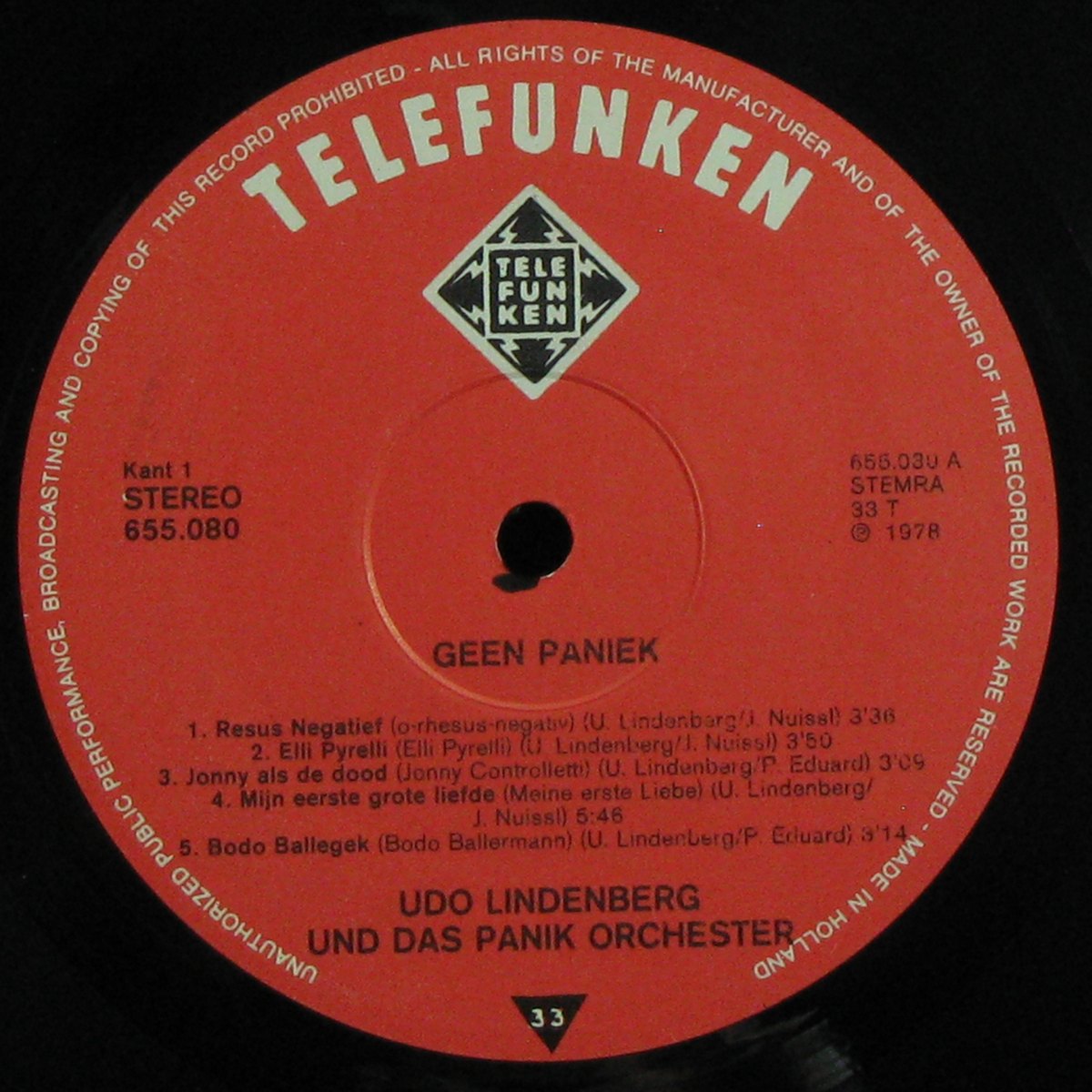 LP Udo Lindenberg / Das Panik Orchester — Geen Paniek фото 3
