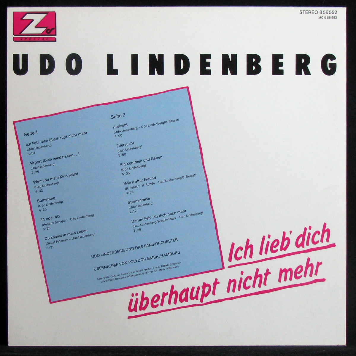 LP Udo Lindenberg — Ich Lieb' Dich Uberhaupt Nicht Mehr фото 2