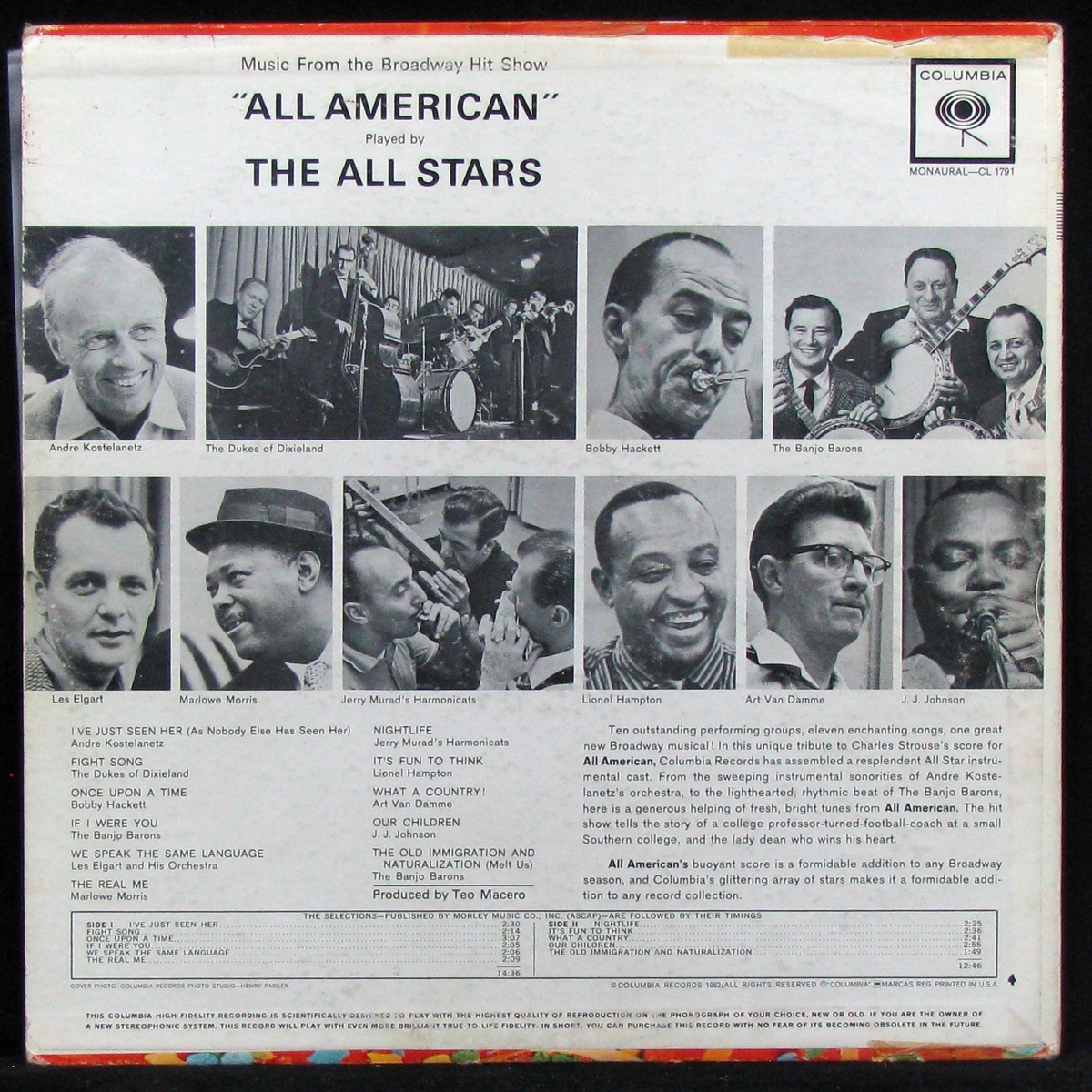 LP V/A — 'All American' Played by The All Stars (mono, promo) фото 2