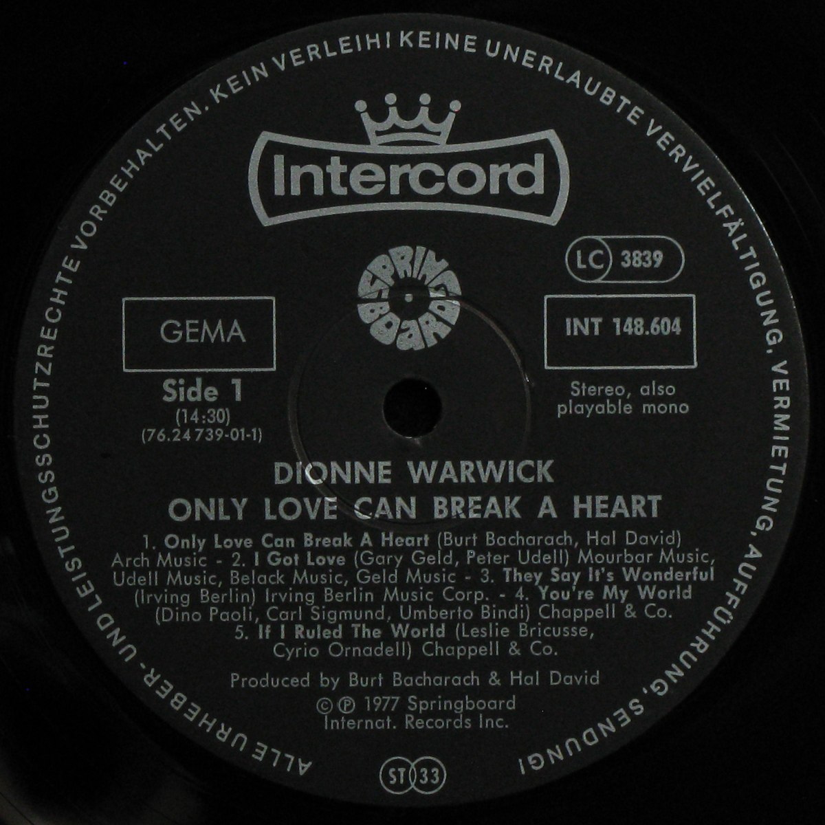 LP Dionne Warwick — Only Love Can Break A Heart фото 2