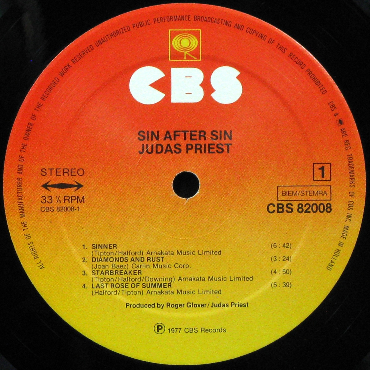 LP Judas Priest — Sin After Sin фото 3