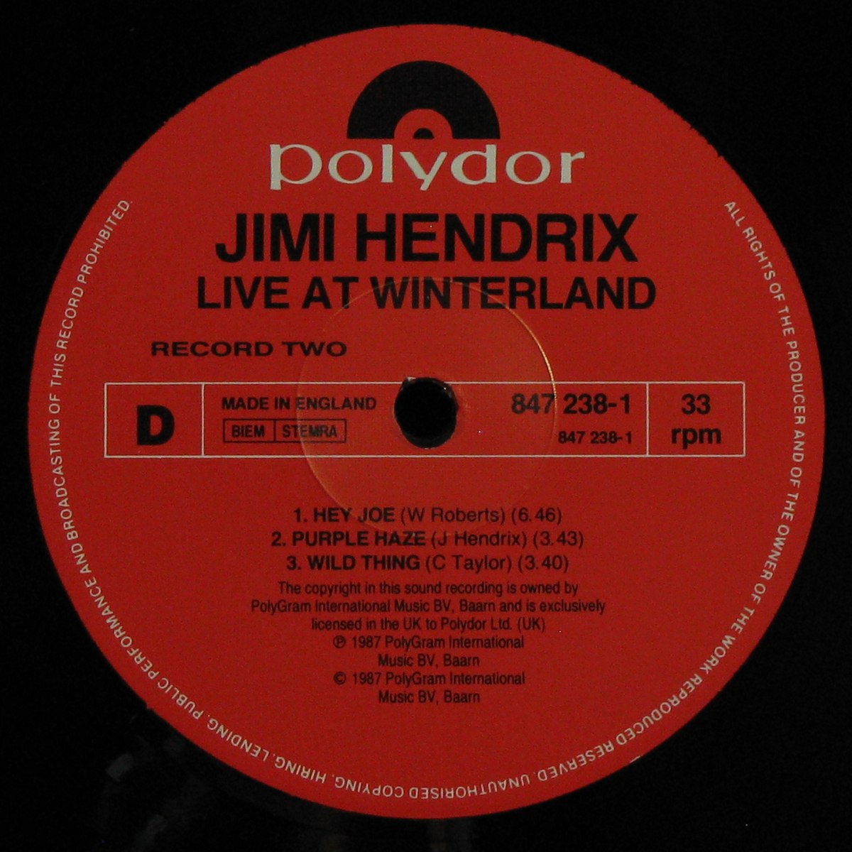 LP Jimi Hendrix Experience — Live At Winterland (2LP) фото 6