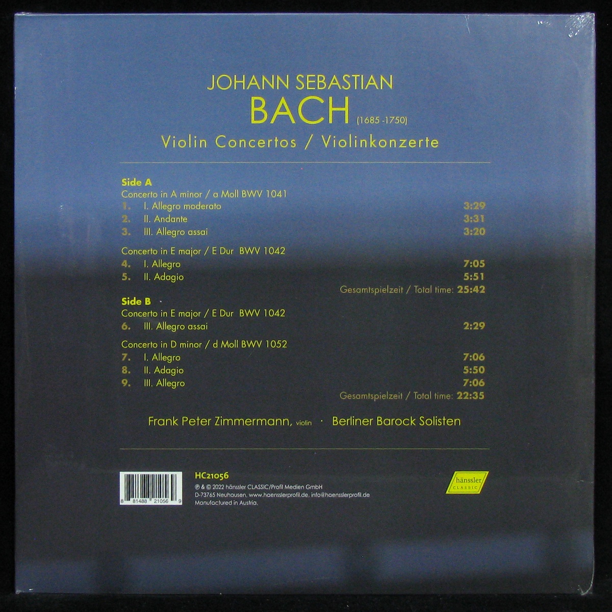 LP Frank Peter Zimmermann — J.S. Bach: Violinkonzerte фото 2