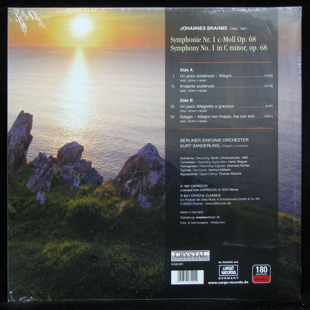 LP Kurt Sanderling / Berliner Sinfonie Orchester — Johannes Brahms: Symphonie No. 1 фото 2