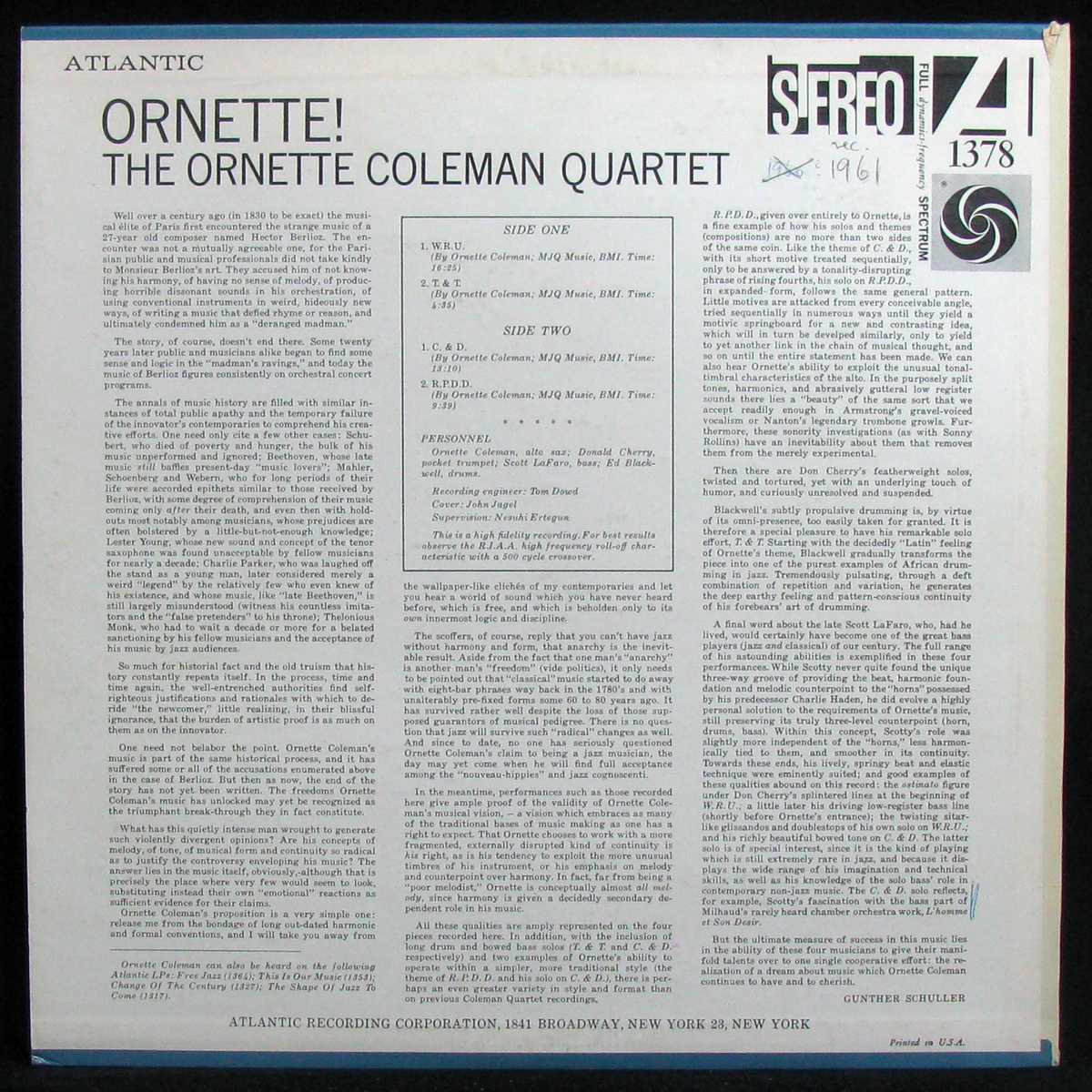 LP Ornette Coleman — Ornette! фото 2