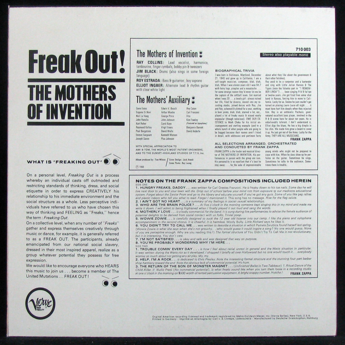 LP Frank Zappa / The Mothers Of Invention — Freak Out! фото 2