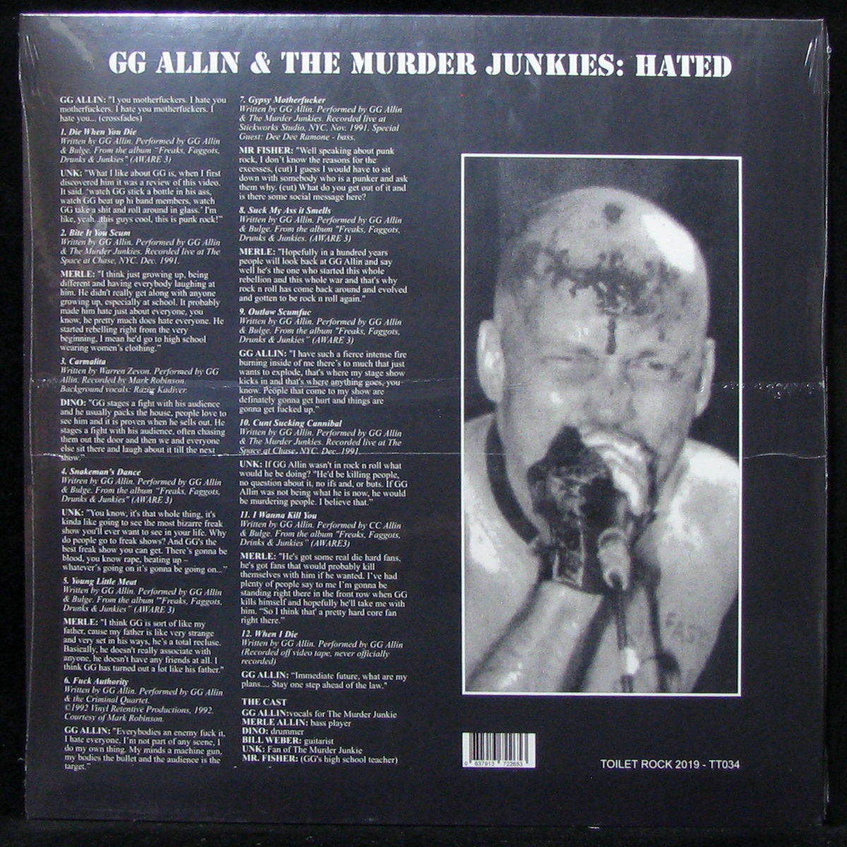 LP GG Allin / Murder Junkies — Hated фото 2