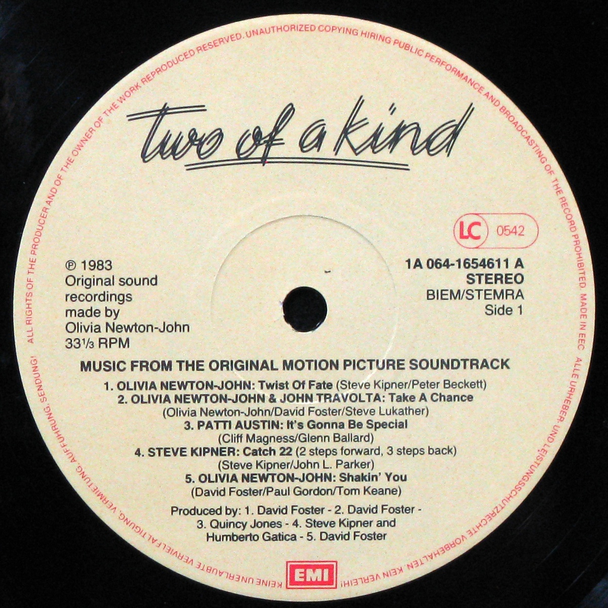 LP V/A — Two Of A Kind - Music From The Original Motion Picture Soundtrack фото 2