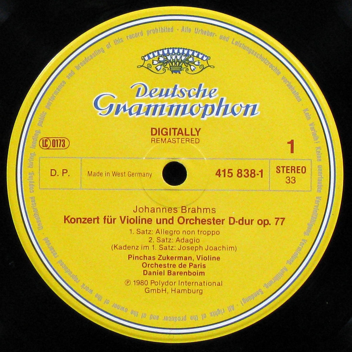 LP Daniel Barenboim — Brahms: Violinkonzert D-Dur Op. 77 / Violinsonate A-Dur Op. 100 фото 2