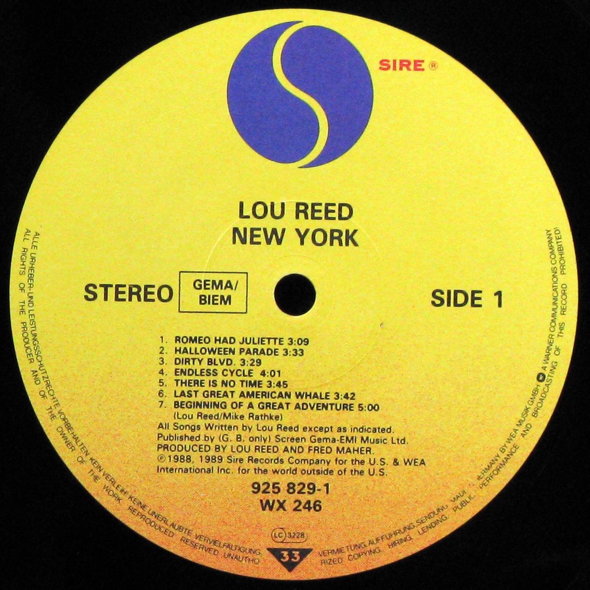LP Lou Reed — New York фото 2