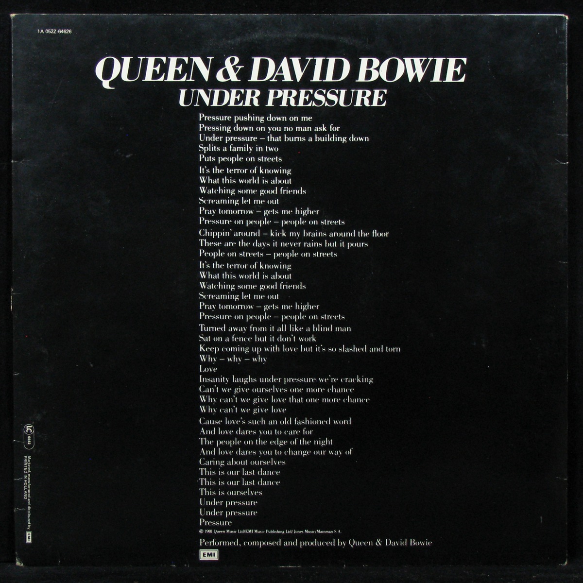 LP Queen / David Bowie — Under Pressure (maxi) фото 2