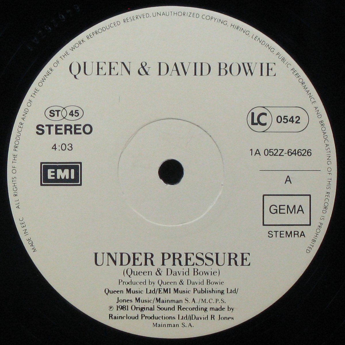 LP Queen / David Bowie — Under Pressure (maxi) фото 3