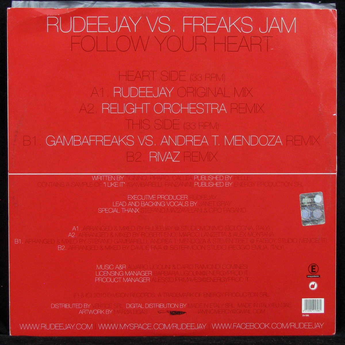 LP Rudeejay / Freaks Jam — Follow Your Heart фото 2