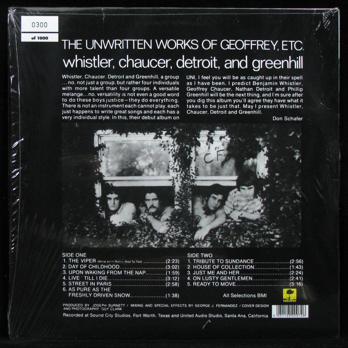 LP Whistler / Chaucer / Detroit And Greenhill — Unwritten Works Of Geoffrey, Etc. фото 2