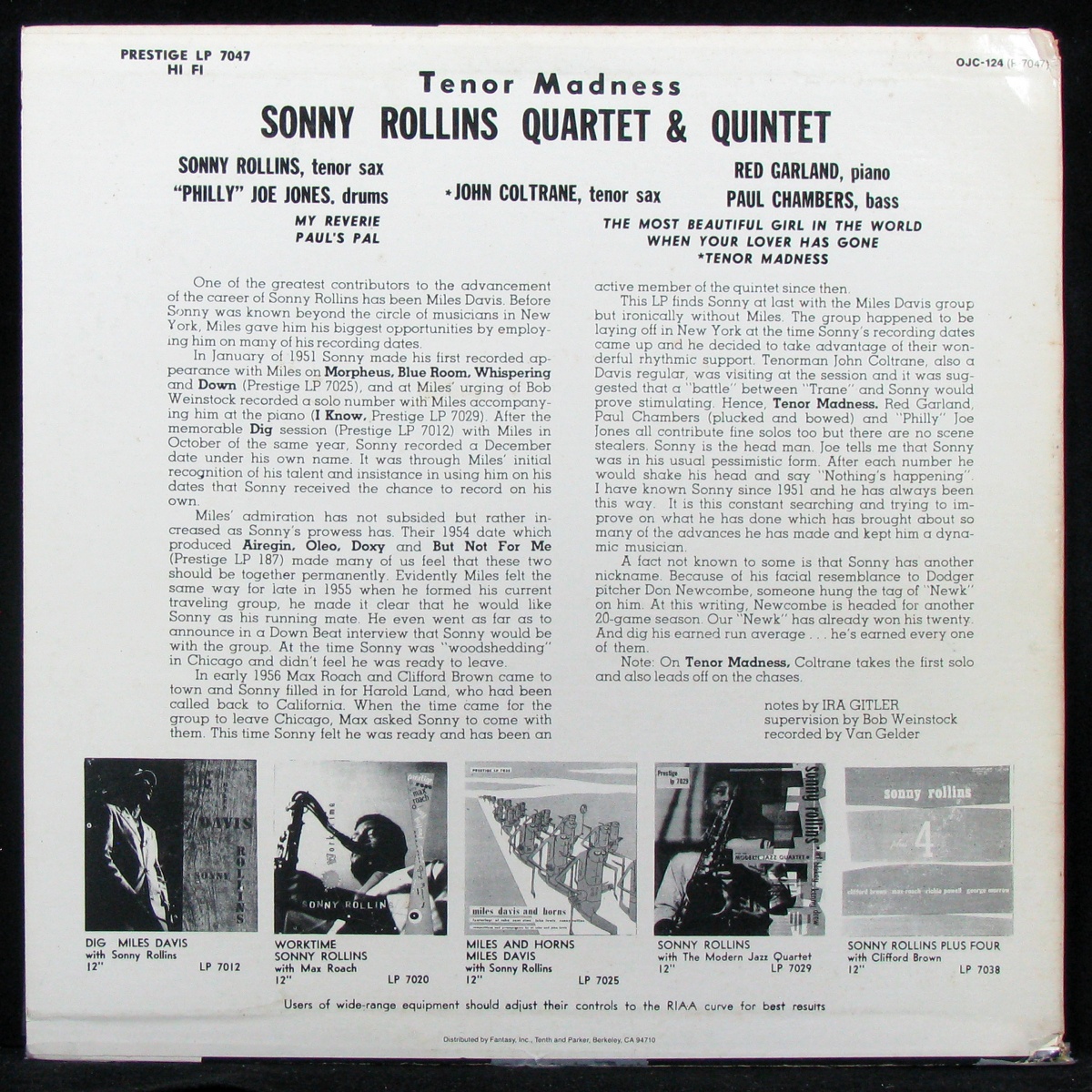 LP Sonny Rollins Quartet — Tenor Madness фото 2