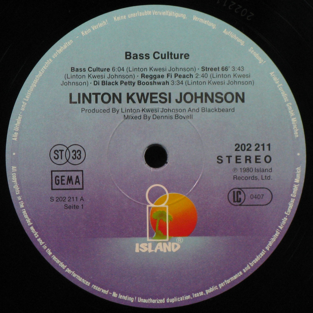 LP Linton Kwesi Johnson — Bass Culture фото 3