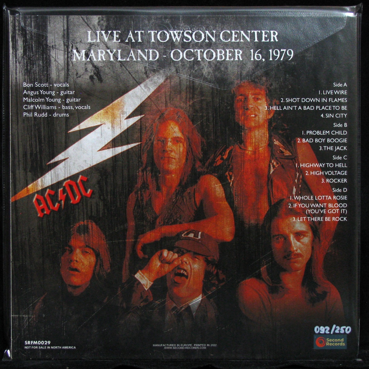 LP AC/DC — Live 1979 At Towson Center Maryland (2LP, coloured vinyl) фото 2