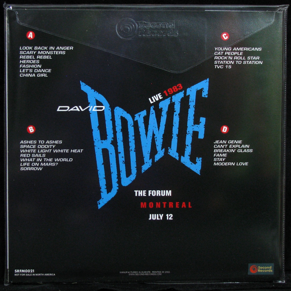 LP David Bowie — Live 1983 The Forum Montreal July 12 (2LP, coloured vinyl) фото 2