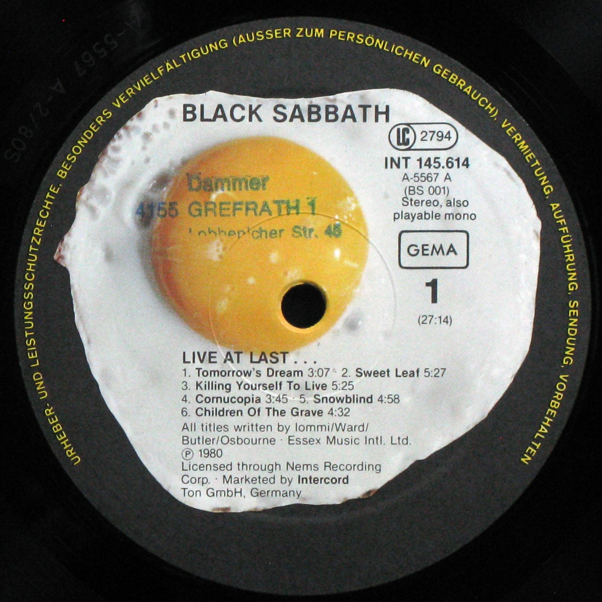 LP Black Sabbath — Live At Last фото 3